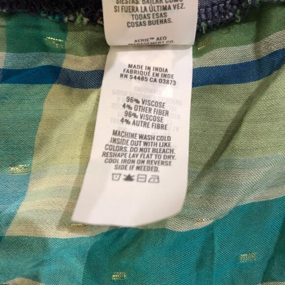 Aerie Blue Green Metallic Plaid Halter Ruffle Mini Dress Small Trendy‎ & Chic - Picture 7 of 9